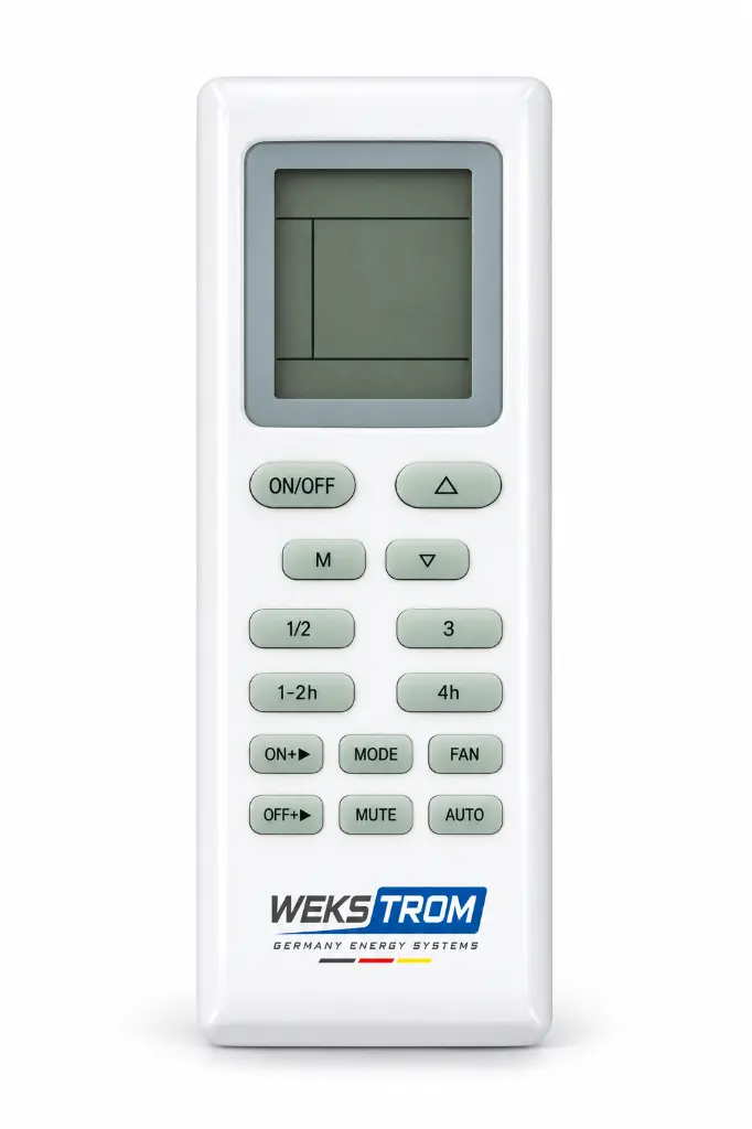 WEKSTROM logolu beyaz klima kumandası.webp