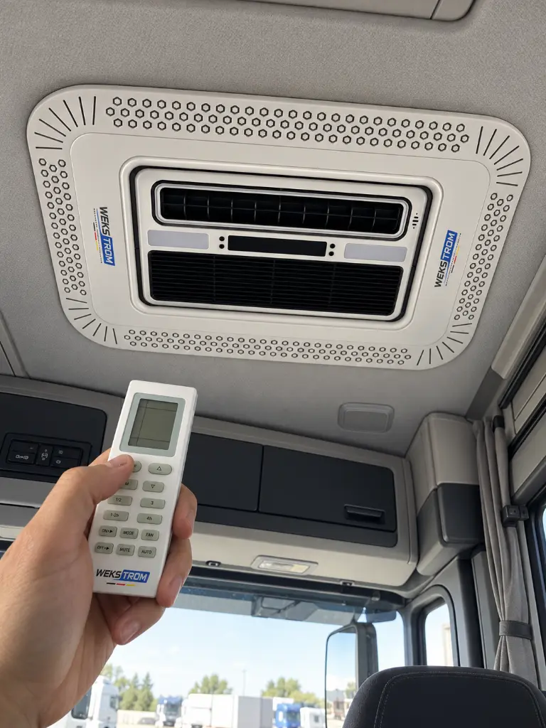 Tır kabininde WEKSTROM tavan kliması.webp