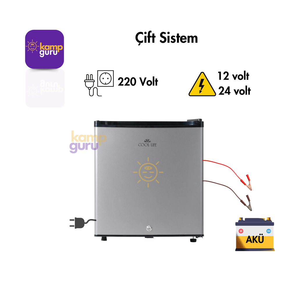 Çift Sistem Cool Life 45 Litre Antrasit Buzdolabı 12/24/220 Volt