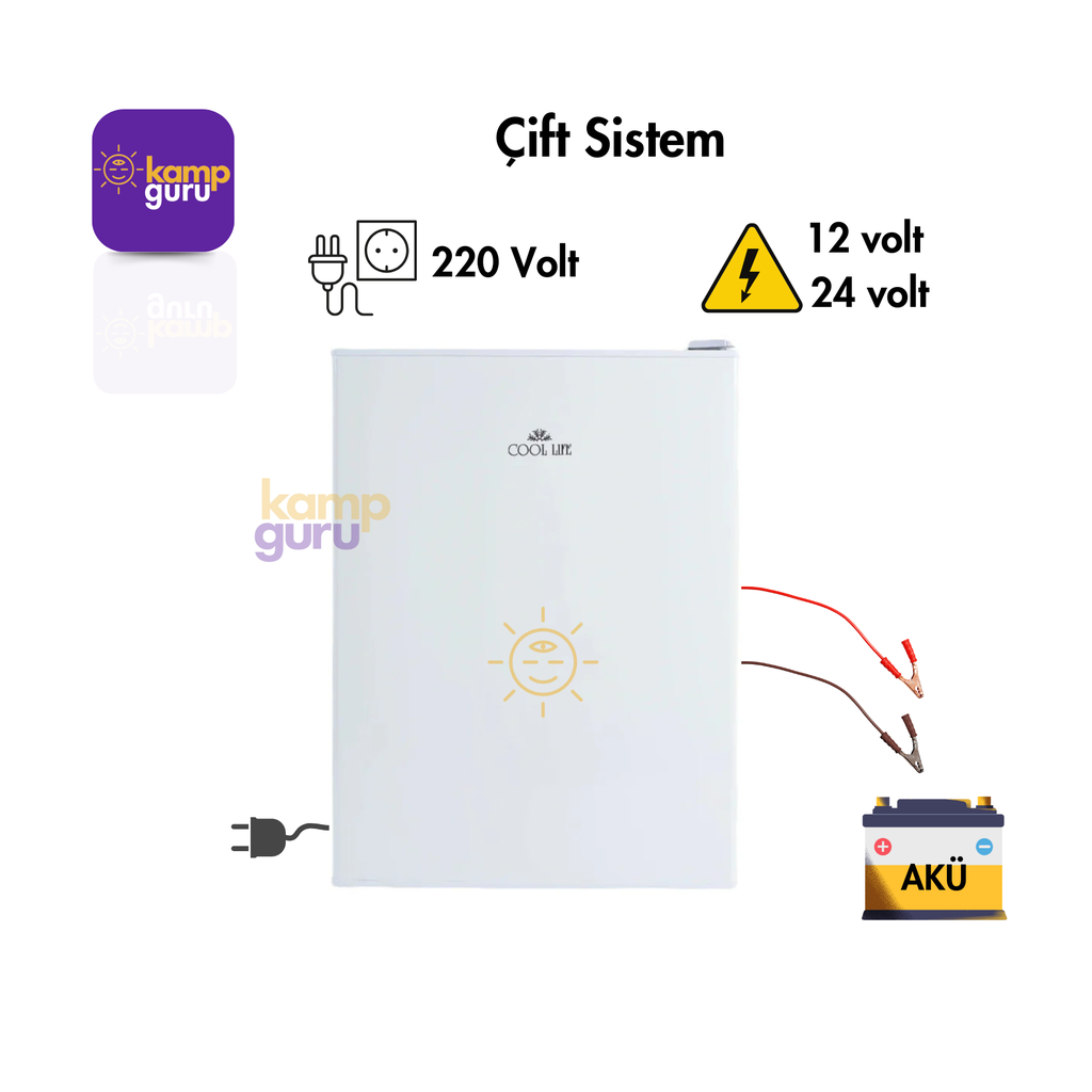 Çift Sistem Cool Life  71 Litre Beyaz Buzdolabı 12/24/220 Volt