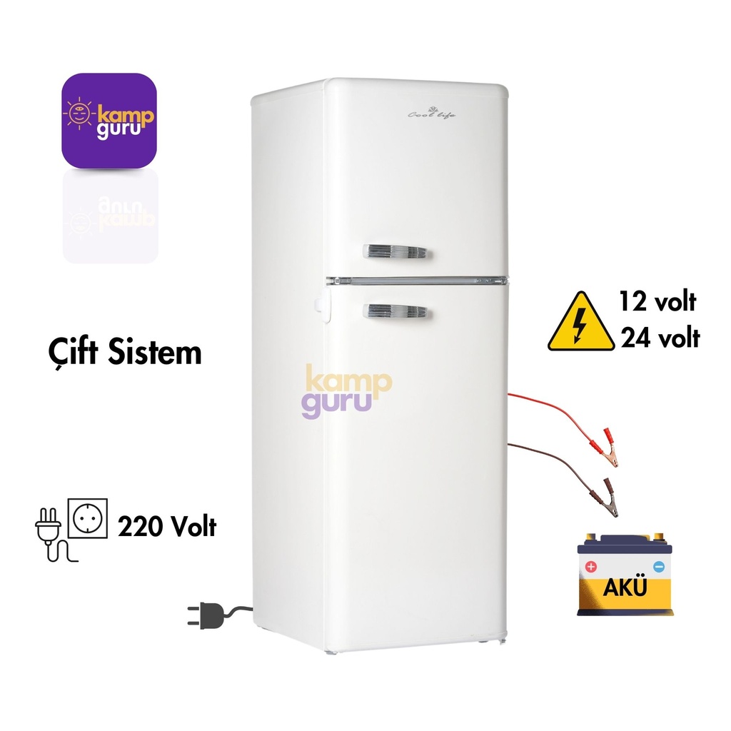 Çift Sistem Cool Life Retro 138 Litre Bej Buzdolabı 12/24/220 Volt