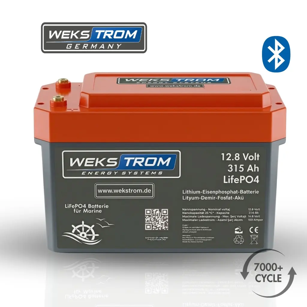WEKSTROM GERMANY Lityum Demir Fosfat Akü 12,8 V 315 Ah LiFePO4 Bluetooth
