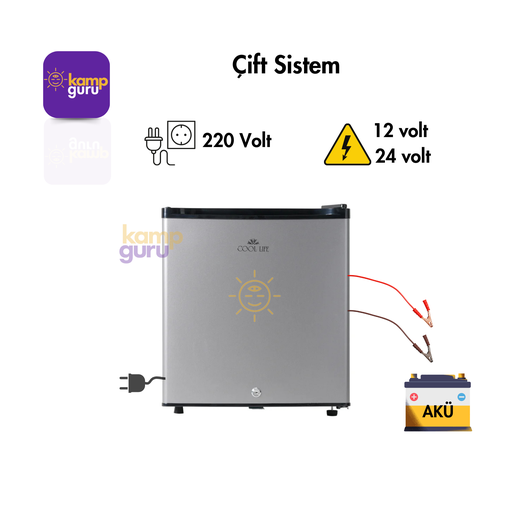 [KG- ÇİFT-CL-45-ONDEN-ANT] Çift Sistem Cool Life 45 Litre Antrasit Buzdolabı 12/24/220 Volt