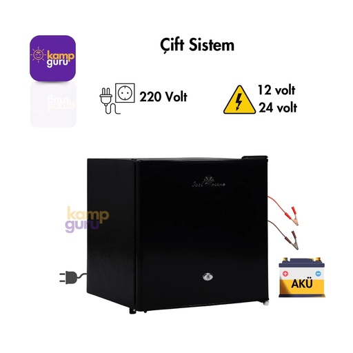 [KG- ÇİFT-CL-45-ONDEN-SYH] Çift Sistem Cool Life 45 Litre Siyah Buzdolabı 12/24/220 Volt